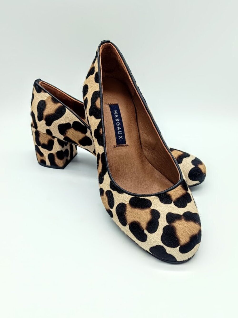 Margaux The Heel Leopard Print Hair Calf Upper Block Heels